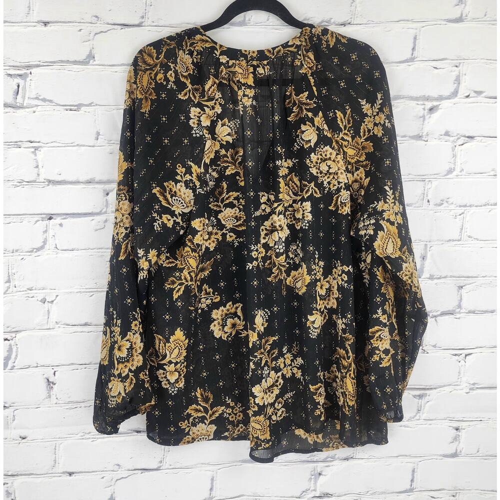 Torrid Top Crinkle Chiffon Lurex Peasant Long Sleeve Blouse Sheer corpcore fairy - Picture 2 of 10